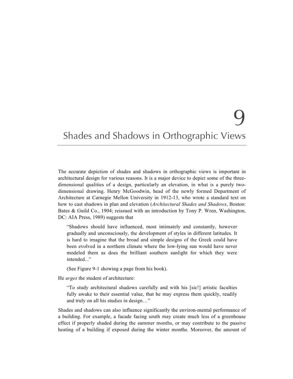 Shades and Shadows in Orthographic Views