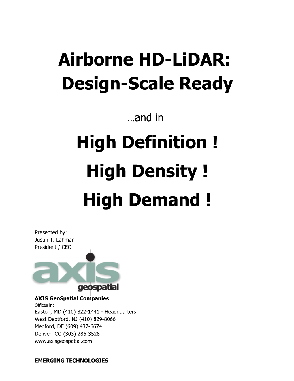 Airborne HD-Lidar: Design-Scale Ready