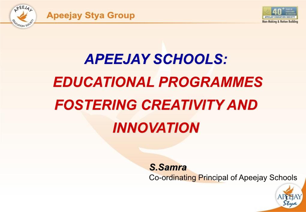 Apeejay Schools: Educational Programmes Fostering Creativity and Innovation