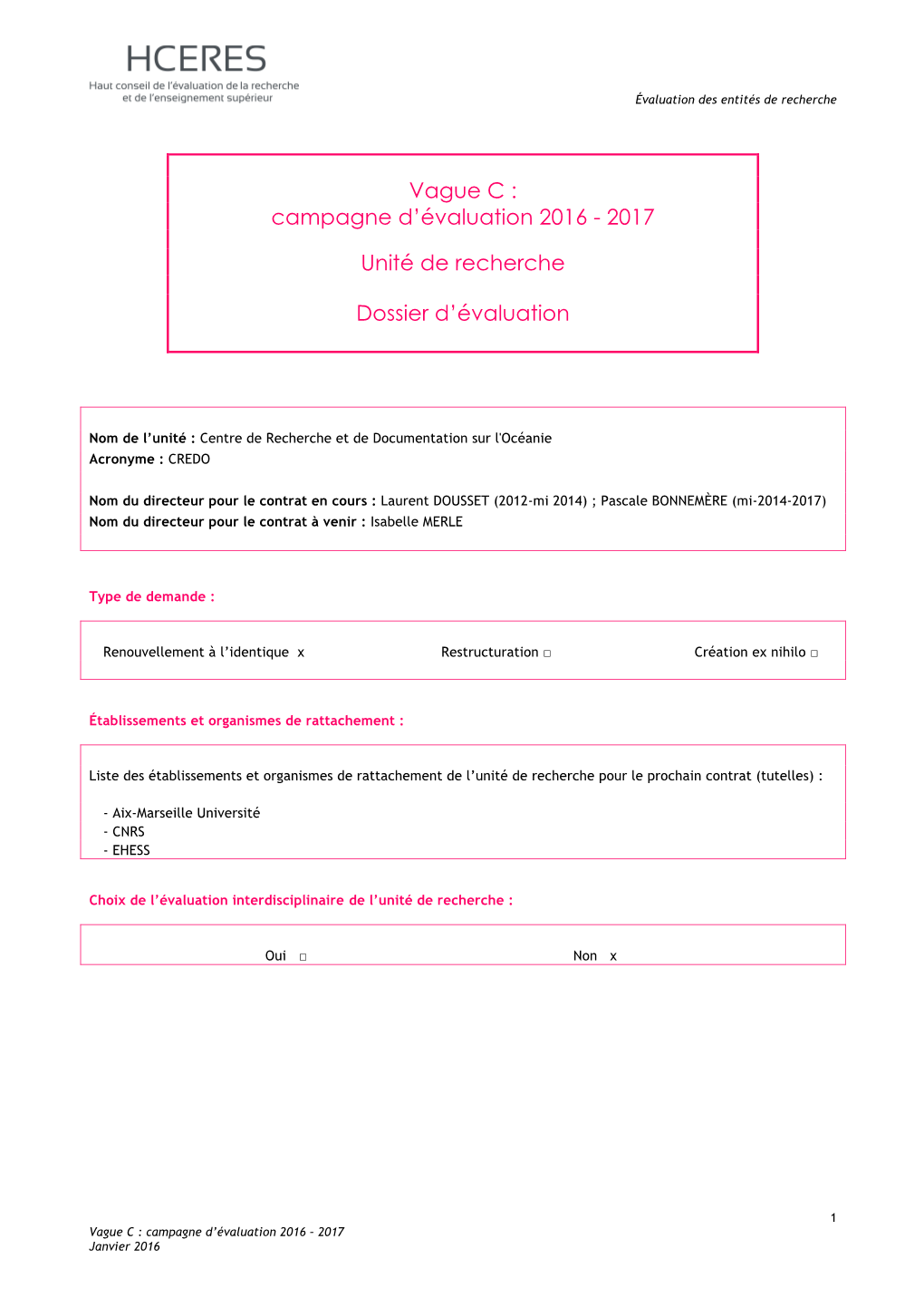 Campagne D'évaluation 2016