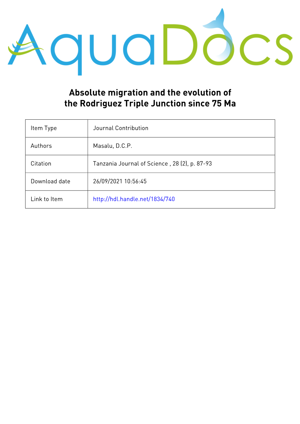 Absolute Migration and the Evolution of the Rodriguez Triple Junction Since 75 Ma