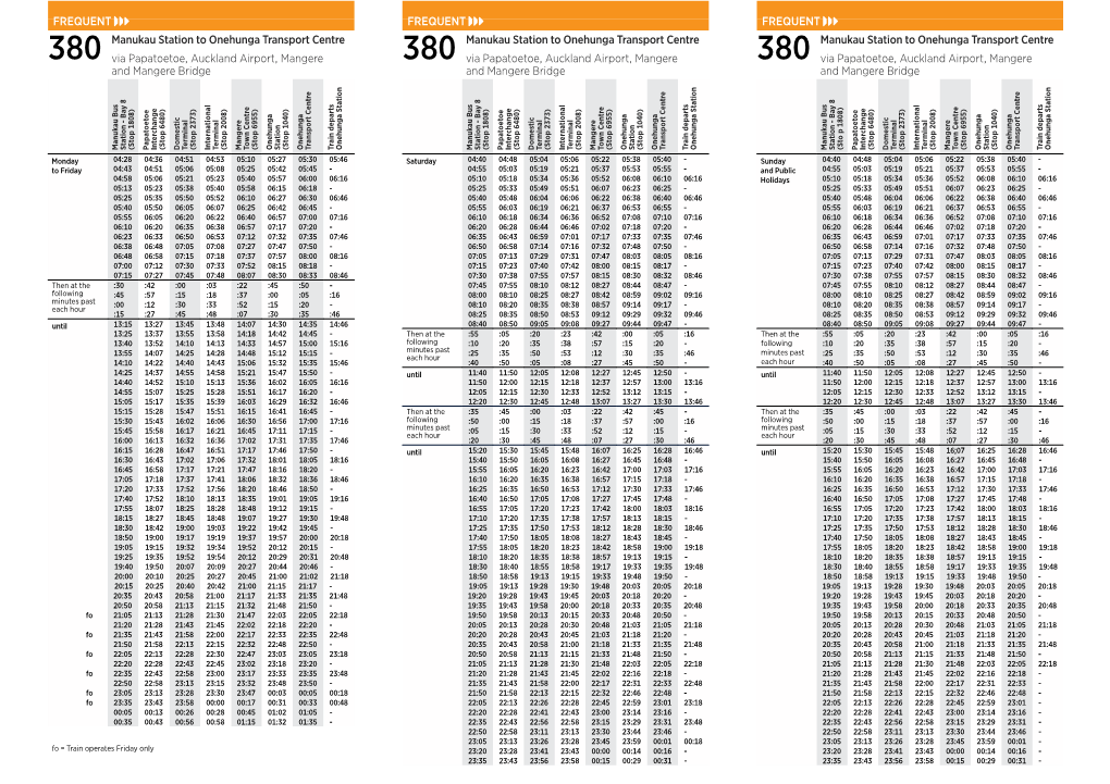 380 Manukau Station to Onehunga Transport Centre