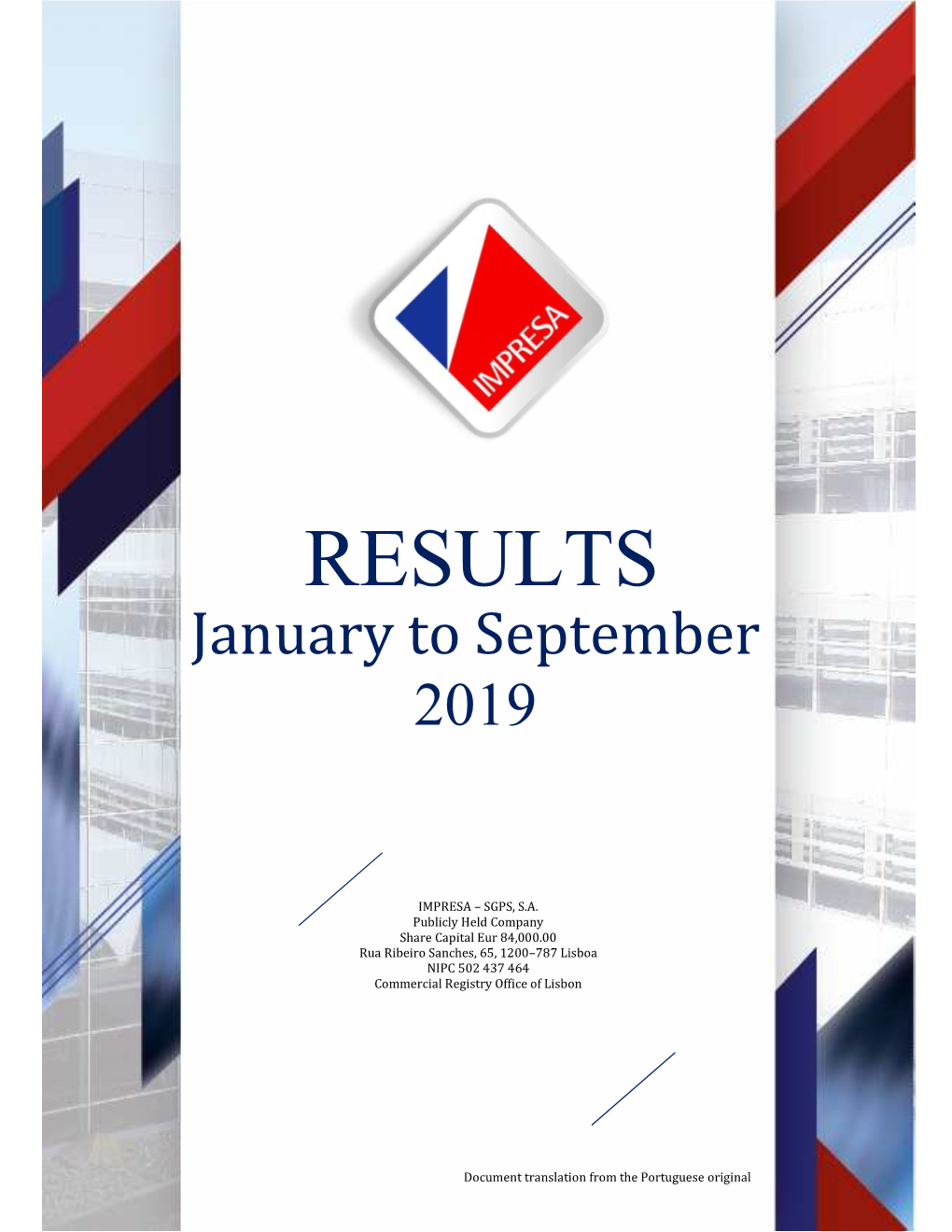 RESULTS January to September 2019