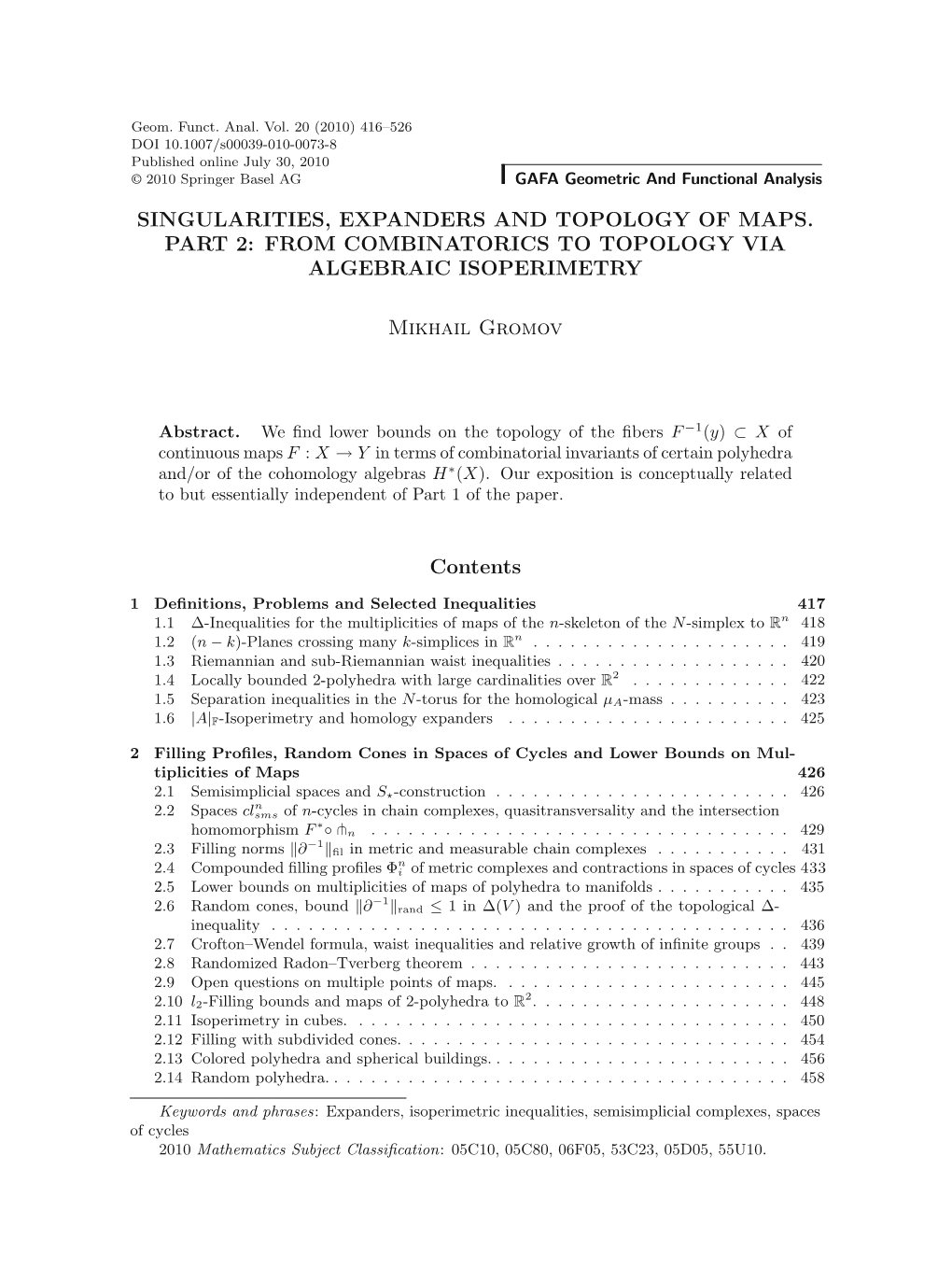 From Combinatorics to Topology Via Algebraic Isoperimetry