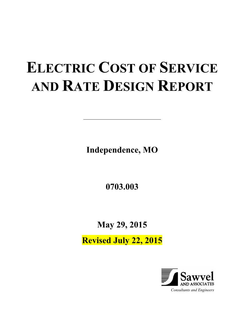 Electric Cost of Service and Rate Design Report