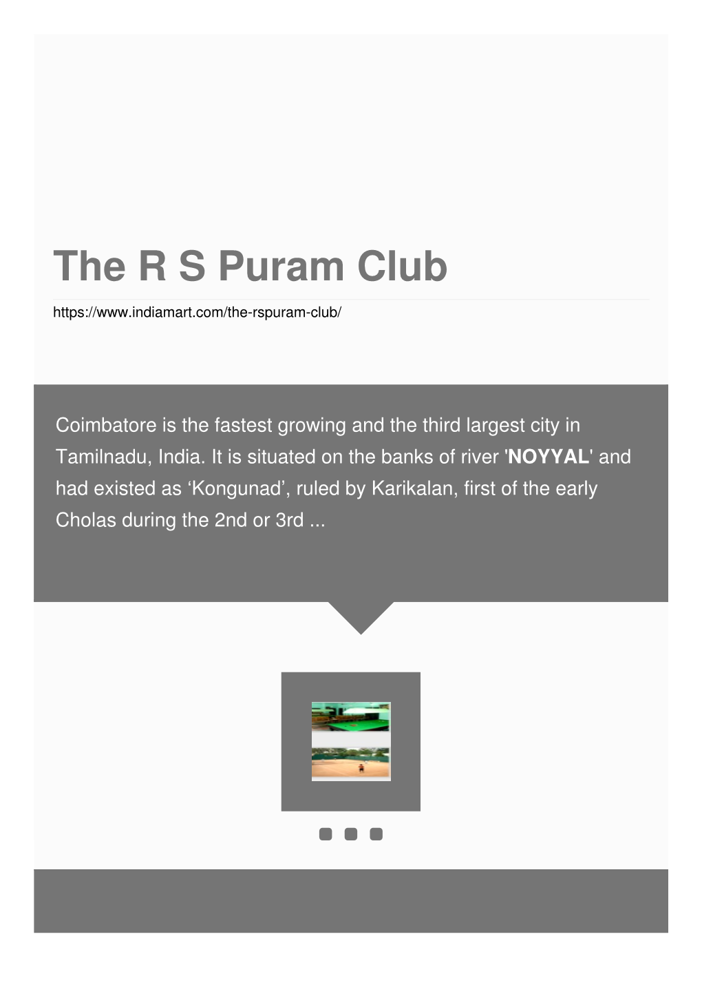 The RS Puram Club