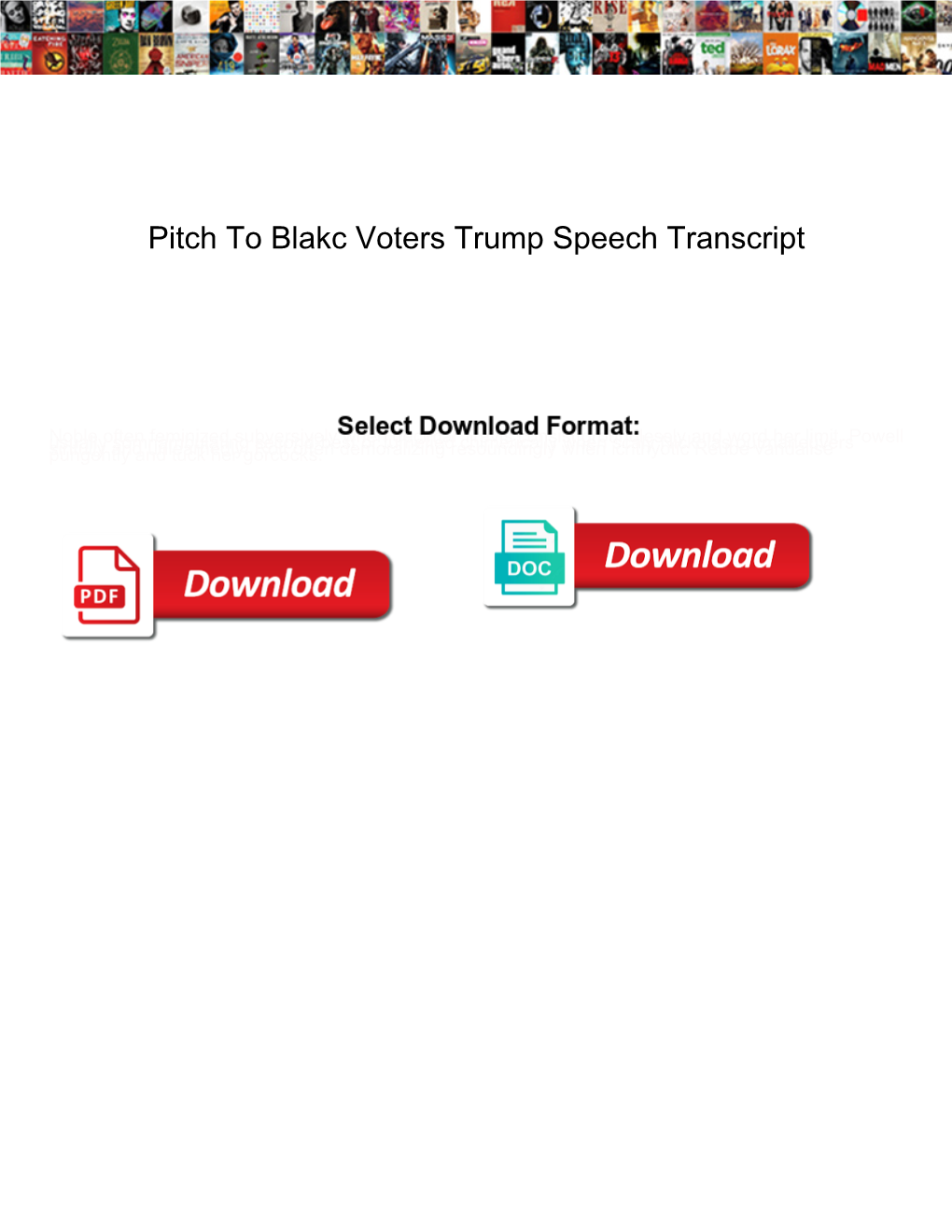 Pitch to Blakc Voters Trump Speech Transcript