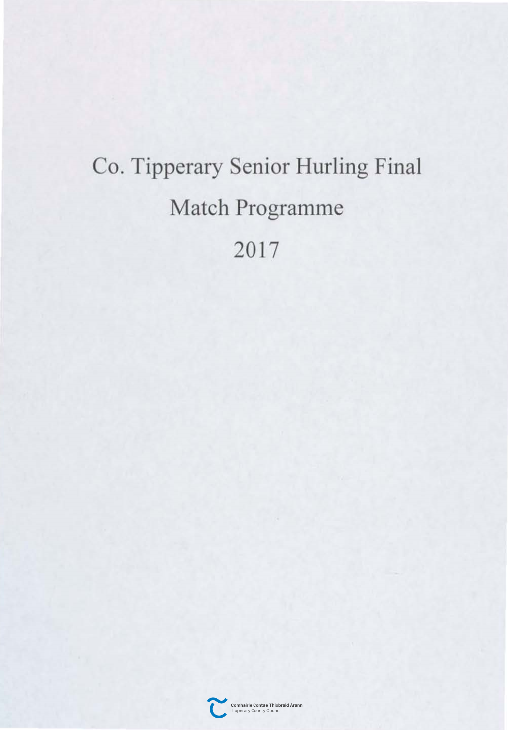 Co. Tipperary Senior Hurling Final Match Programme 2017 Staid Semple, »Urias Tile