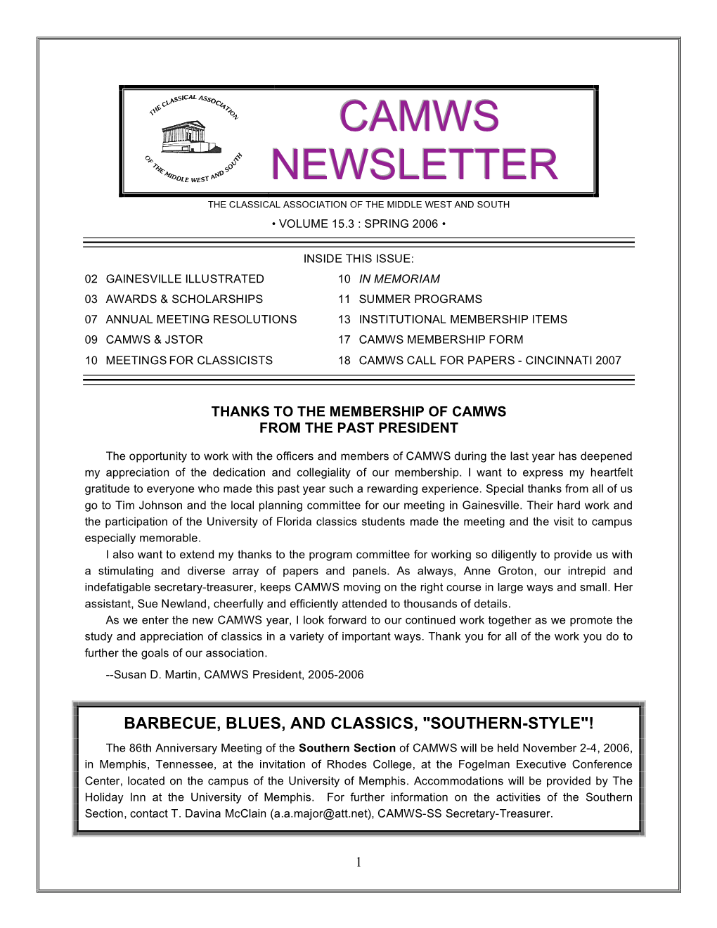 CAMWS Newsletter