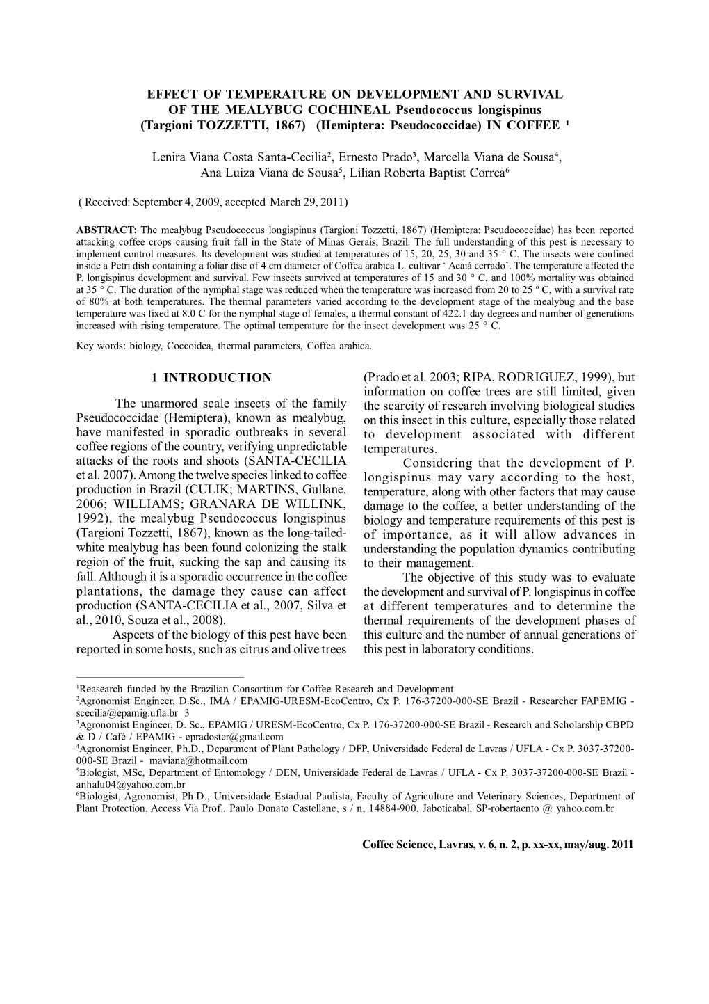 Effect of Temperature on Development and Survival