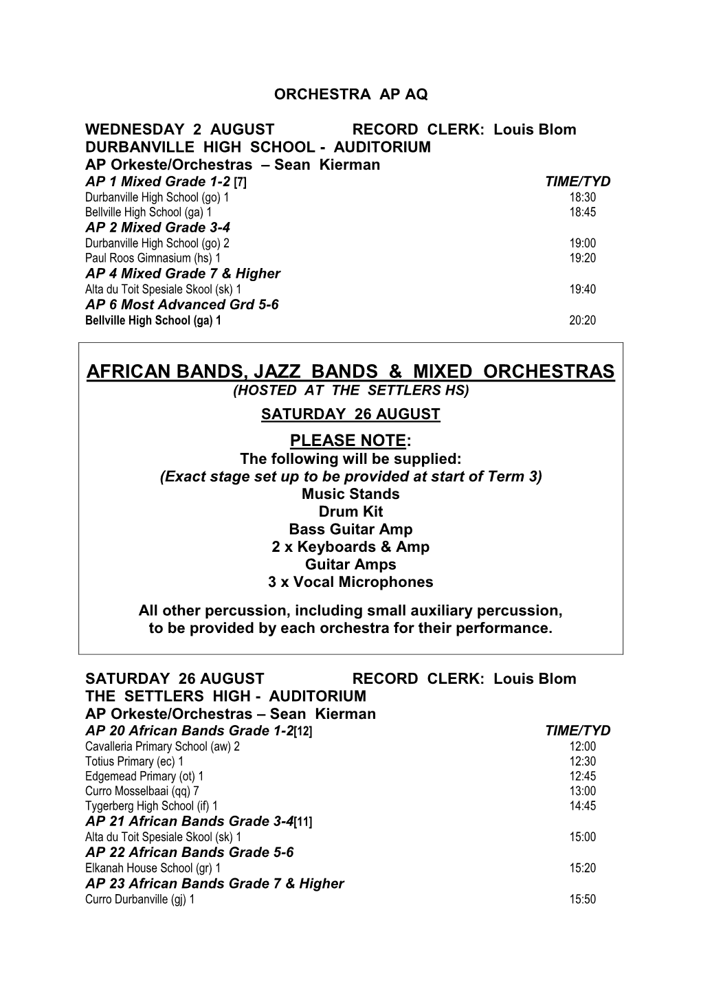 African Bands, Jazz Bands & Mixed Orchestras