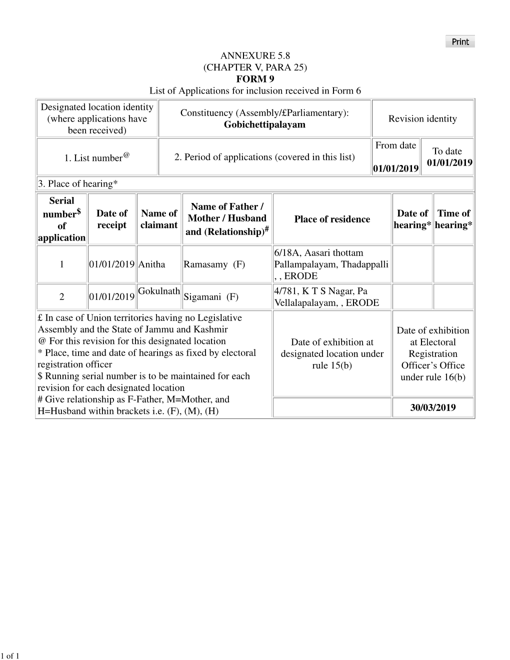 Annexure 5.8 (Chapter V, Para 25) Form 9