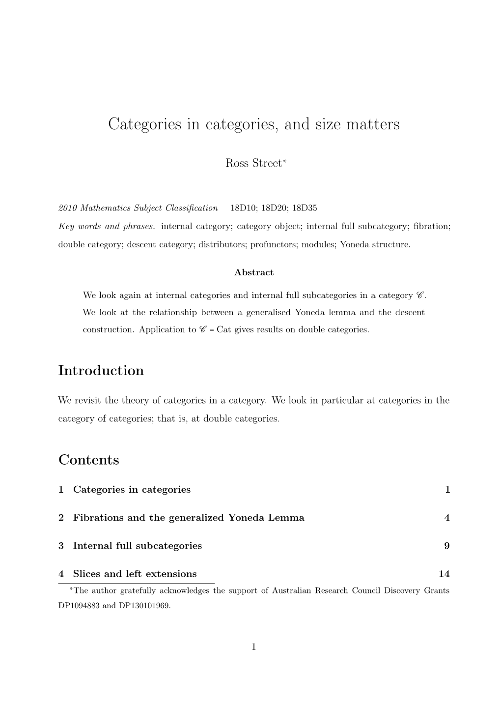 Categories in Categories, and Size Matters