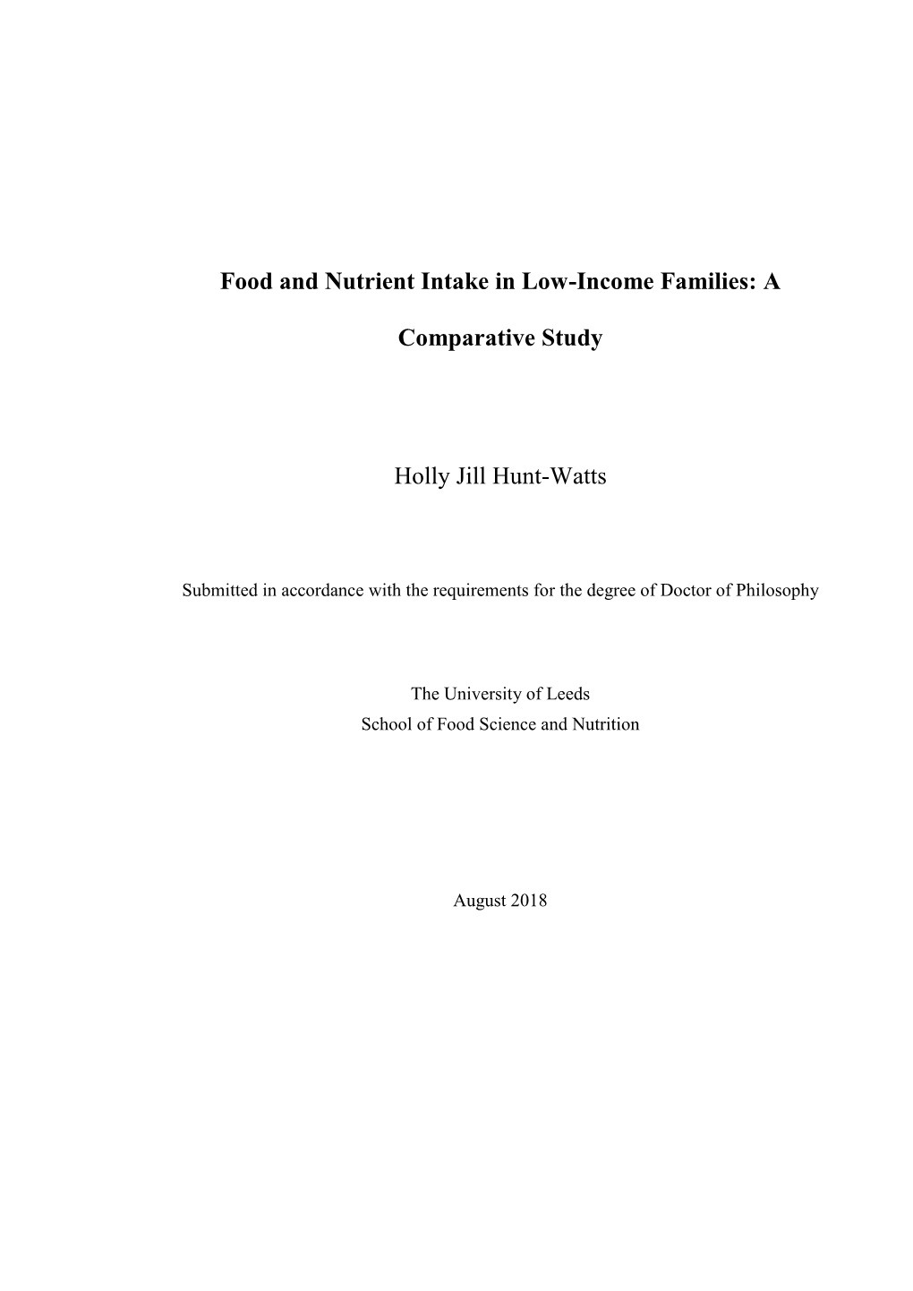 A Comparative Study Holly Jill Hunt-Watts