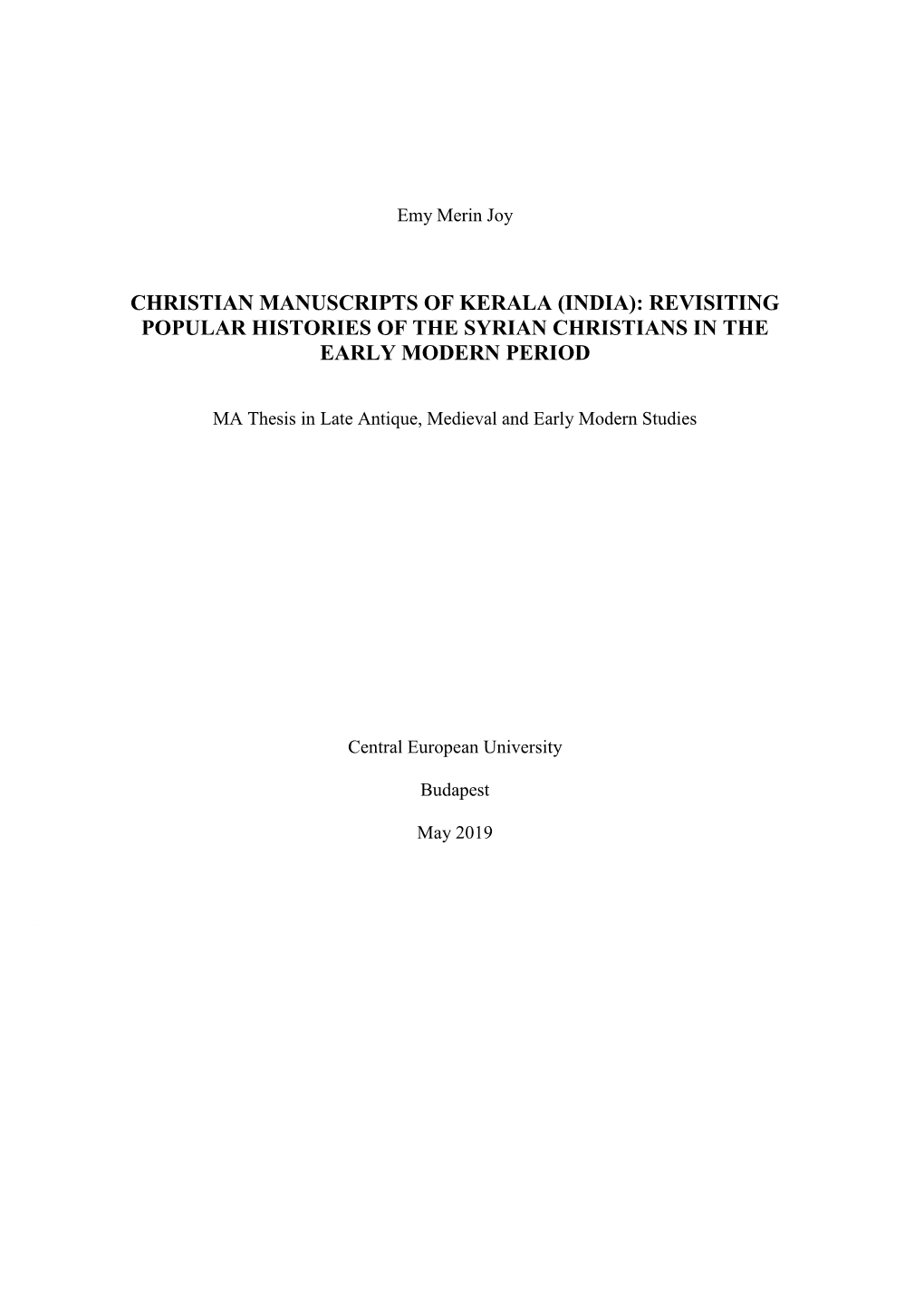 Revisiting Popular Histories of the Syrian Christians in the Early Modern Period