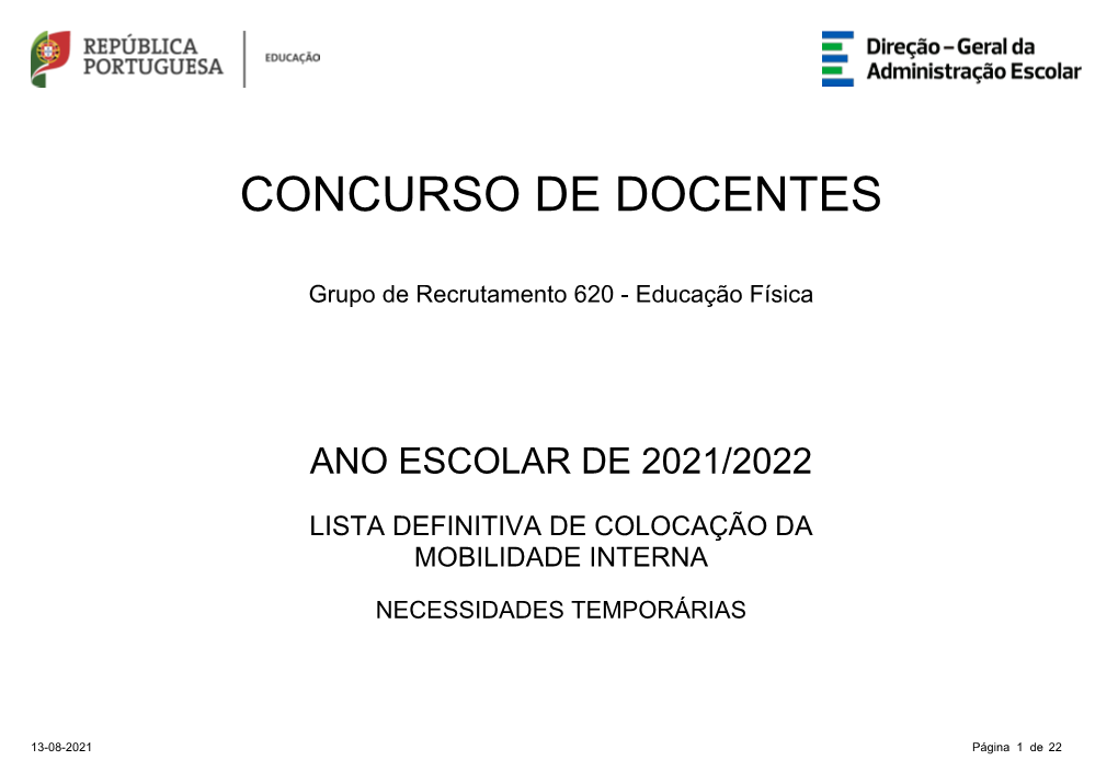 Grupo De Recrutamento 620 - Educação Física