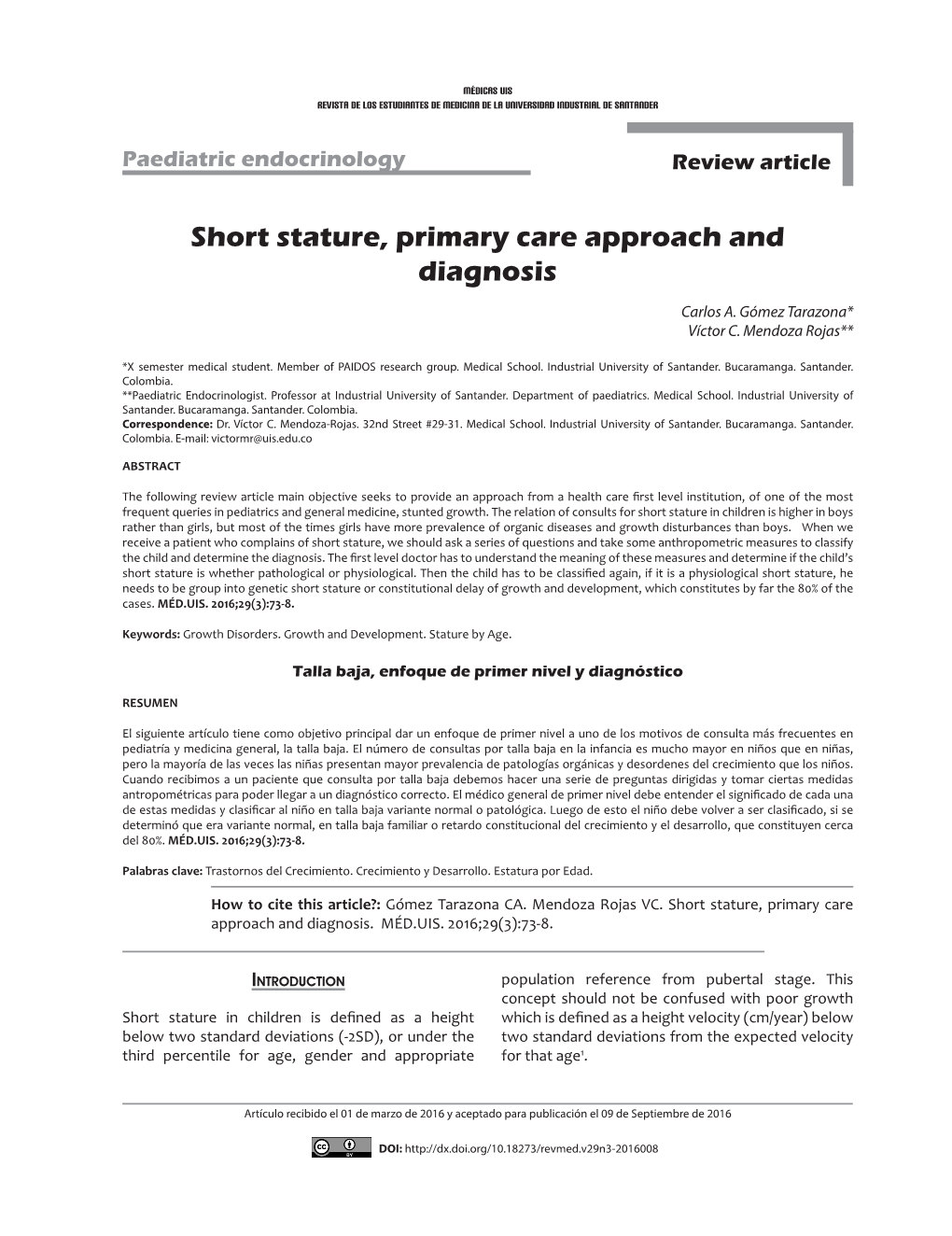 Short Stature, Primary Care Approach and Diagnosis