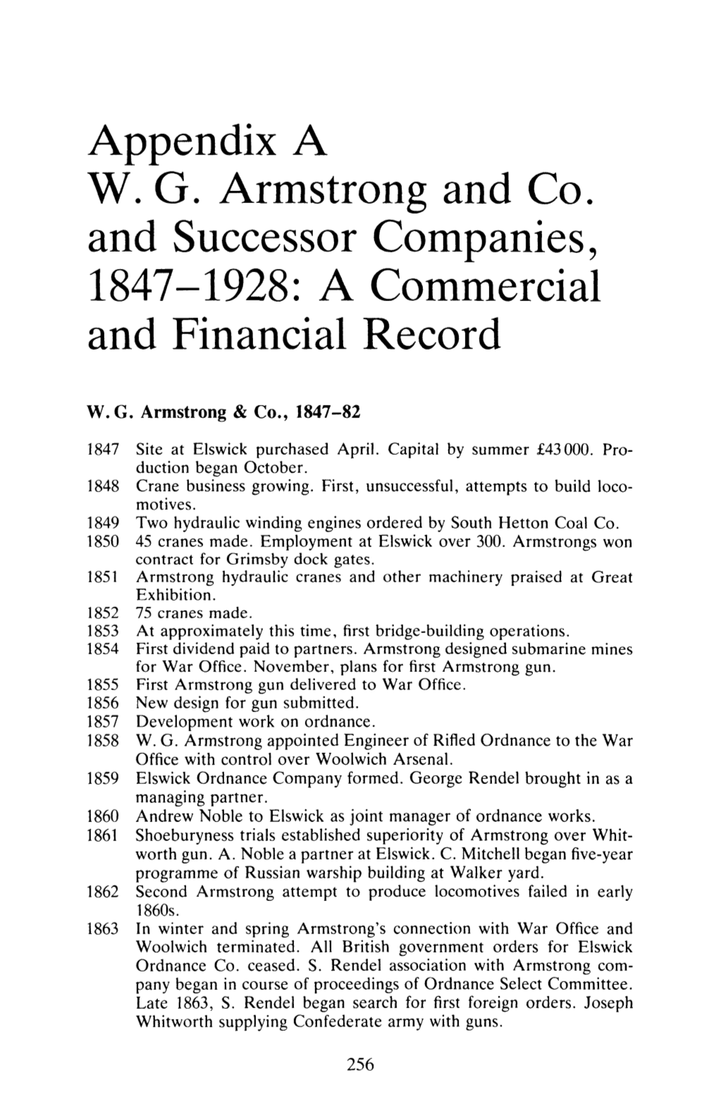 Appendix a W. G. Armstrong and Co. and Successor Companies, 1847-1928: a Commercial and Financial Record