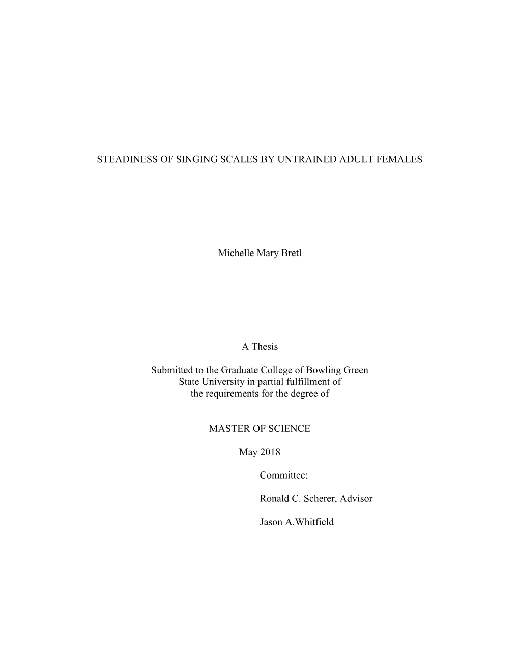 Steadiness of Singing Scales by Untrained Adult Females