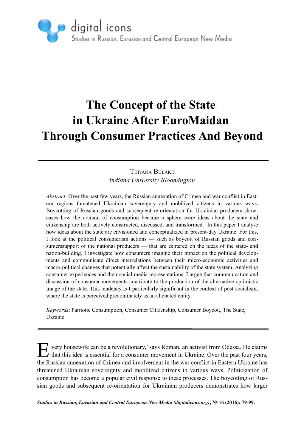 The Concept of the State in Ukraine After Euromaidan Through Consumer Practices and Beyond