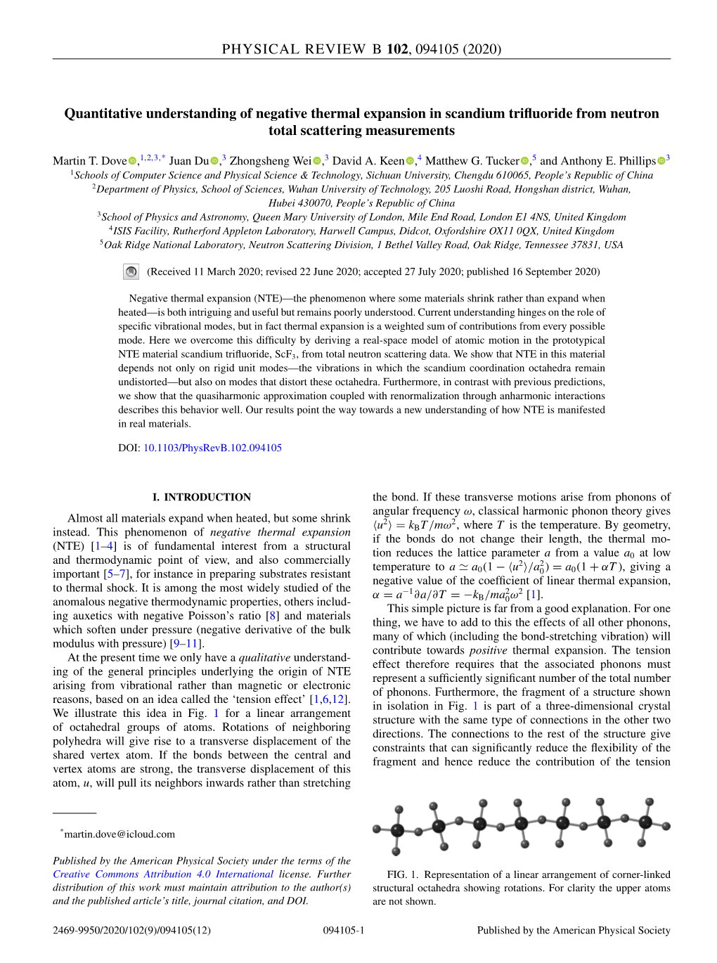 Quantitative Understanding of Negative Thermal Expansion in Scandium Triﬂuoride from Neutron Total Scattering Measurements