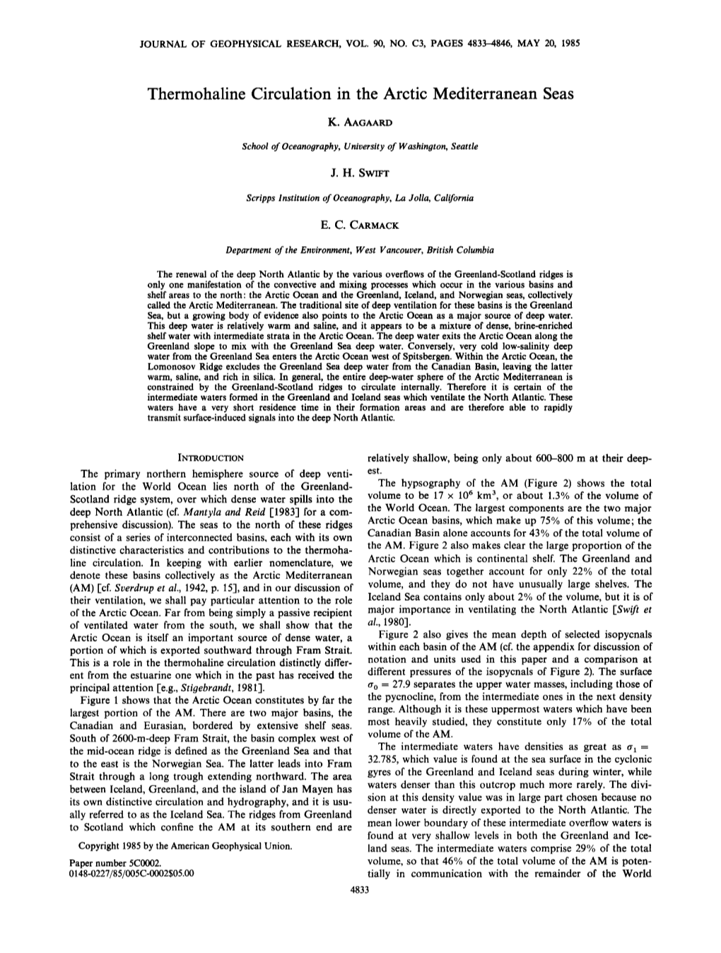 Thermohaline Circulation in the Arctic Mediterranean Seas