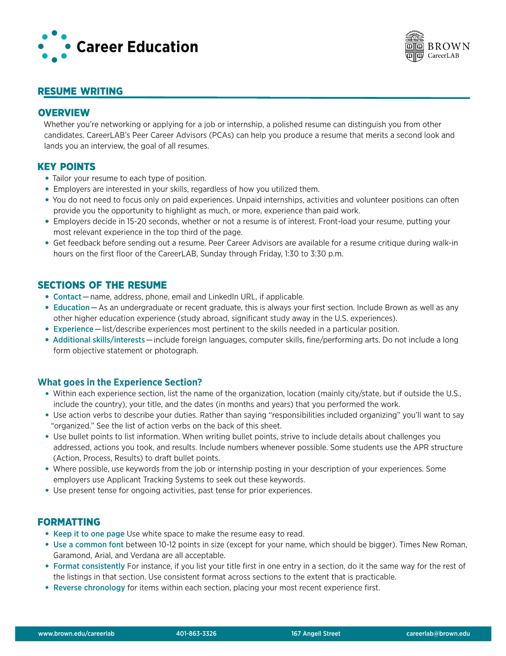 Sample Resumes with Tip Sheet