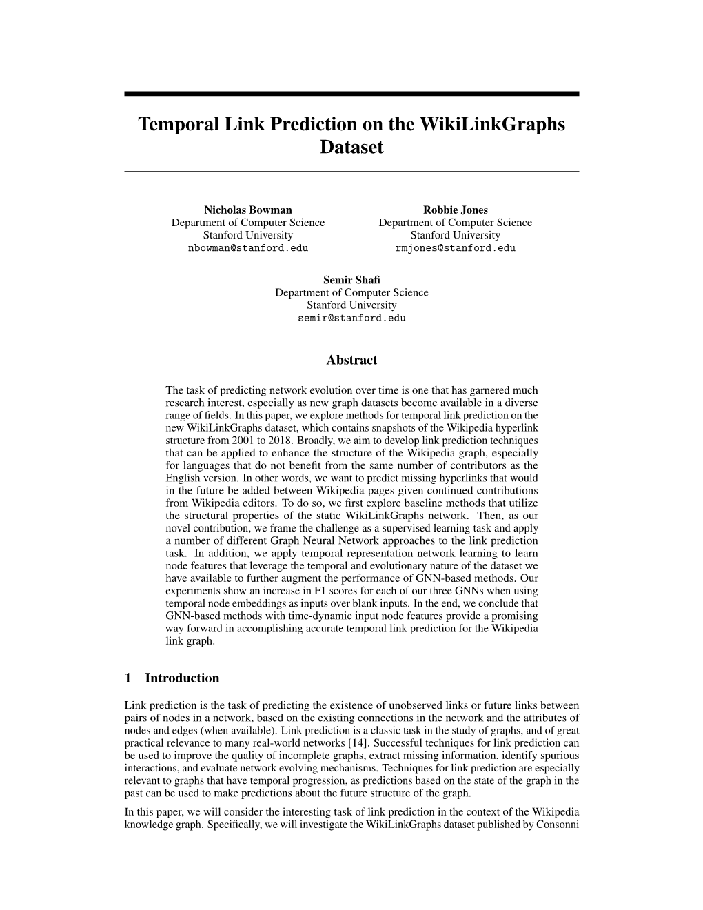 Temporal Link Prediction on the Wikilinkgraphs Dataset