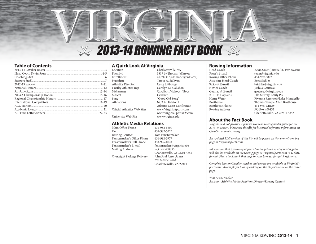 2013-14 Rowing Fact Book