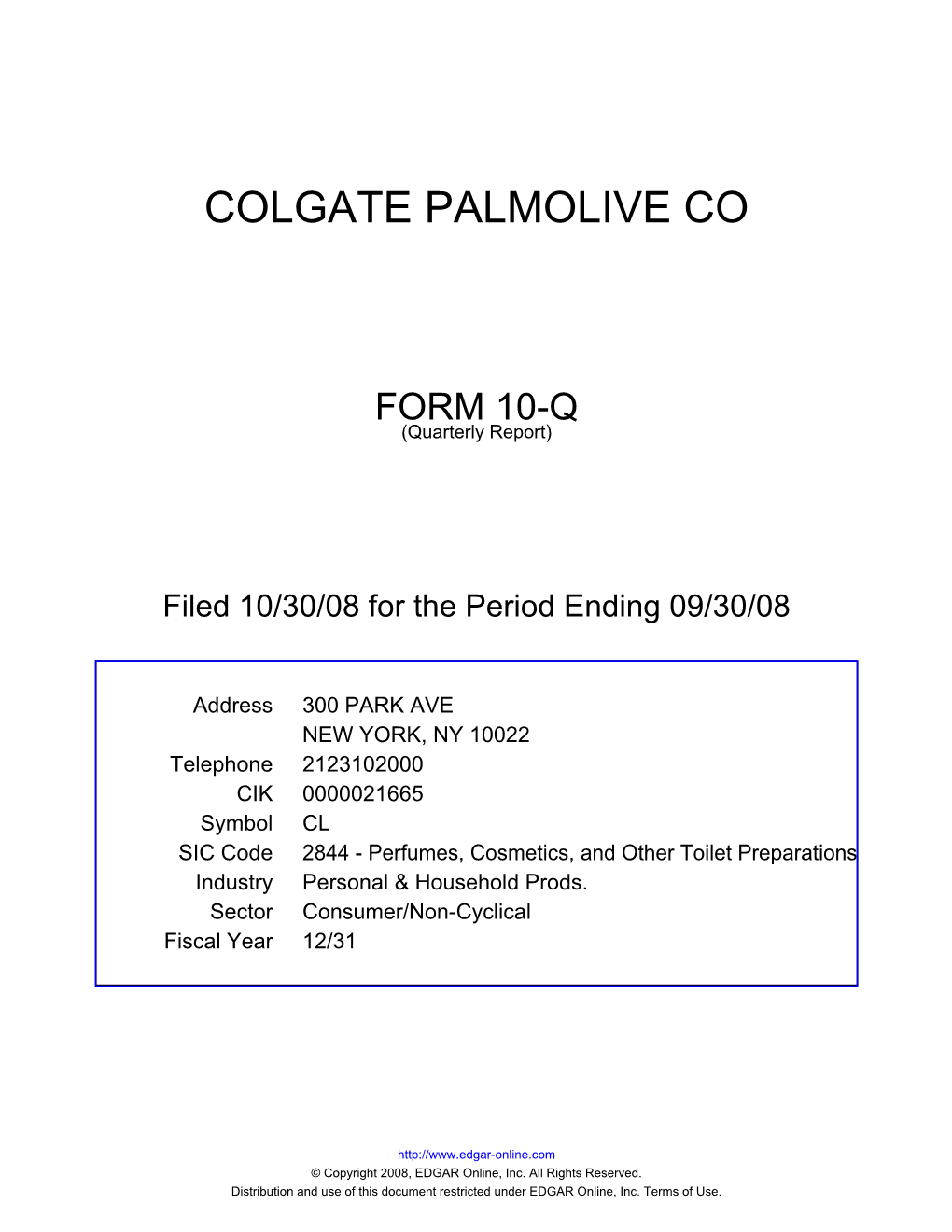 Colgate Palmolive Co