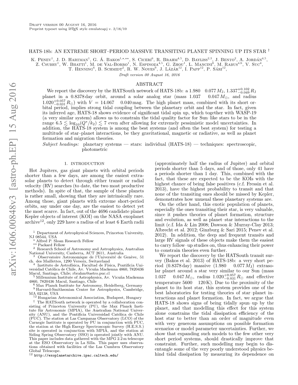 Arxiv:1606.00848V3 [Astro-Ph.EP]