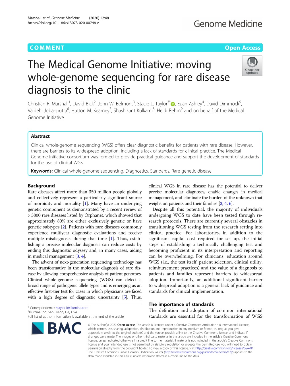 Moving Whole-Genome Sequencing for Rare Disease Diagnosis to the Clinic Christian R