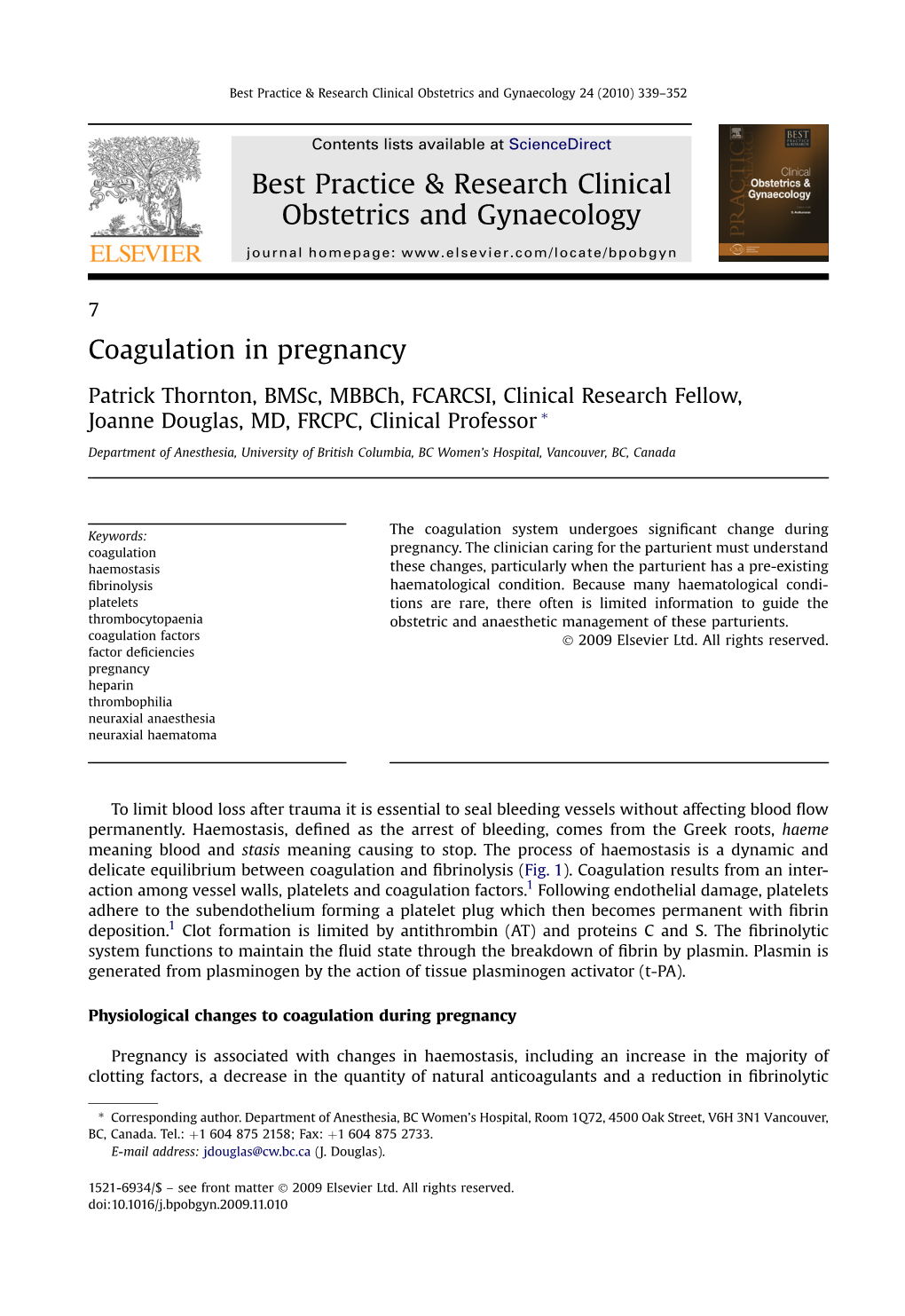 388. Coagulation in Pregnancy