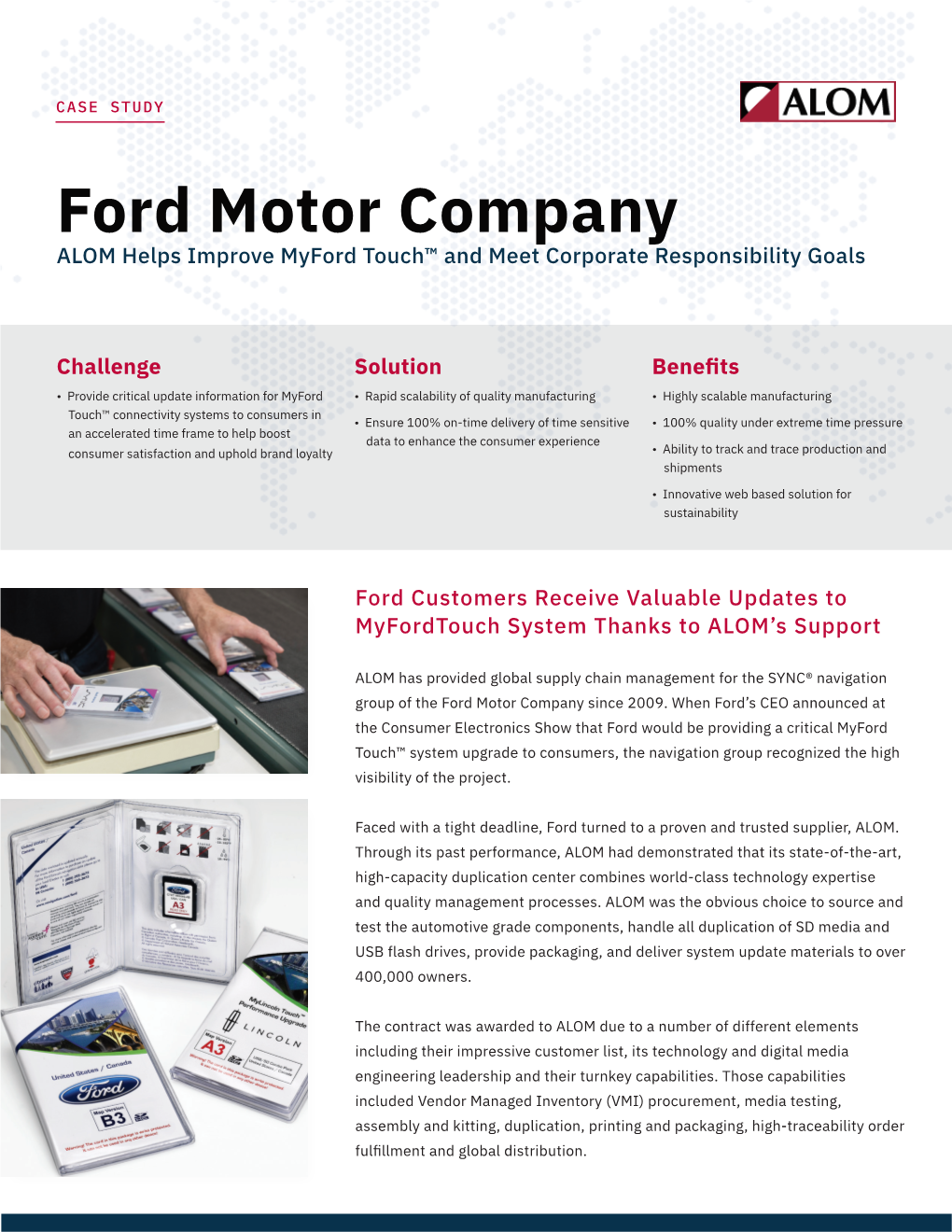 Ford Motor Company ALOM Helps Improve Myford Touch™ and Meet Corporate Responsibility Goals
