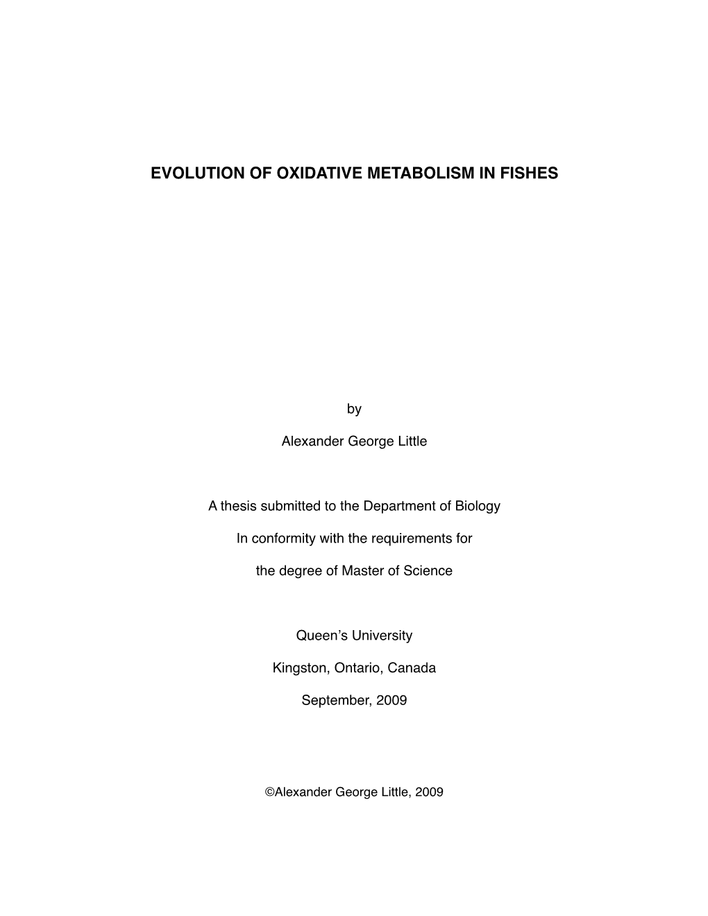 Evolution of Oxidative Metabolism in Fishes