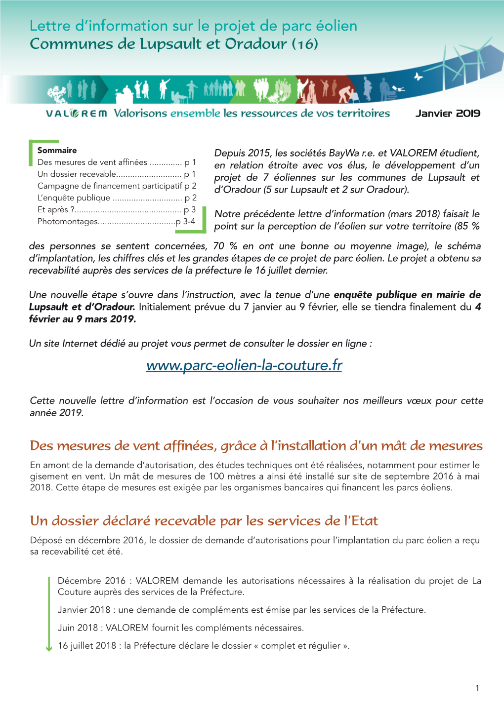 Lettre D'information Sur Le Projet De Parc Éolien Communes De Lupsault