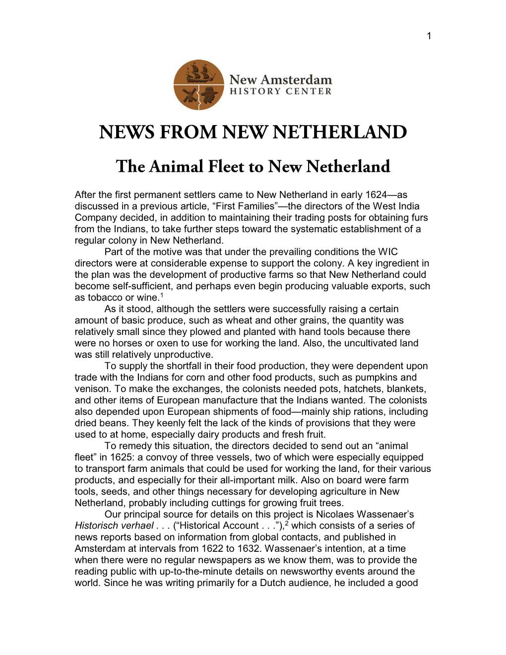 News from New Netherland