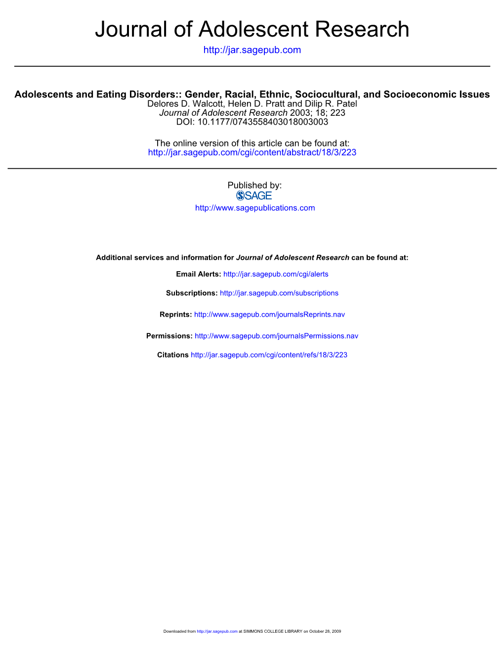 Journal of Adolescent Research