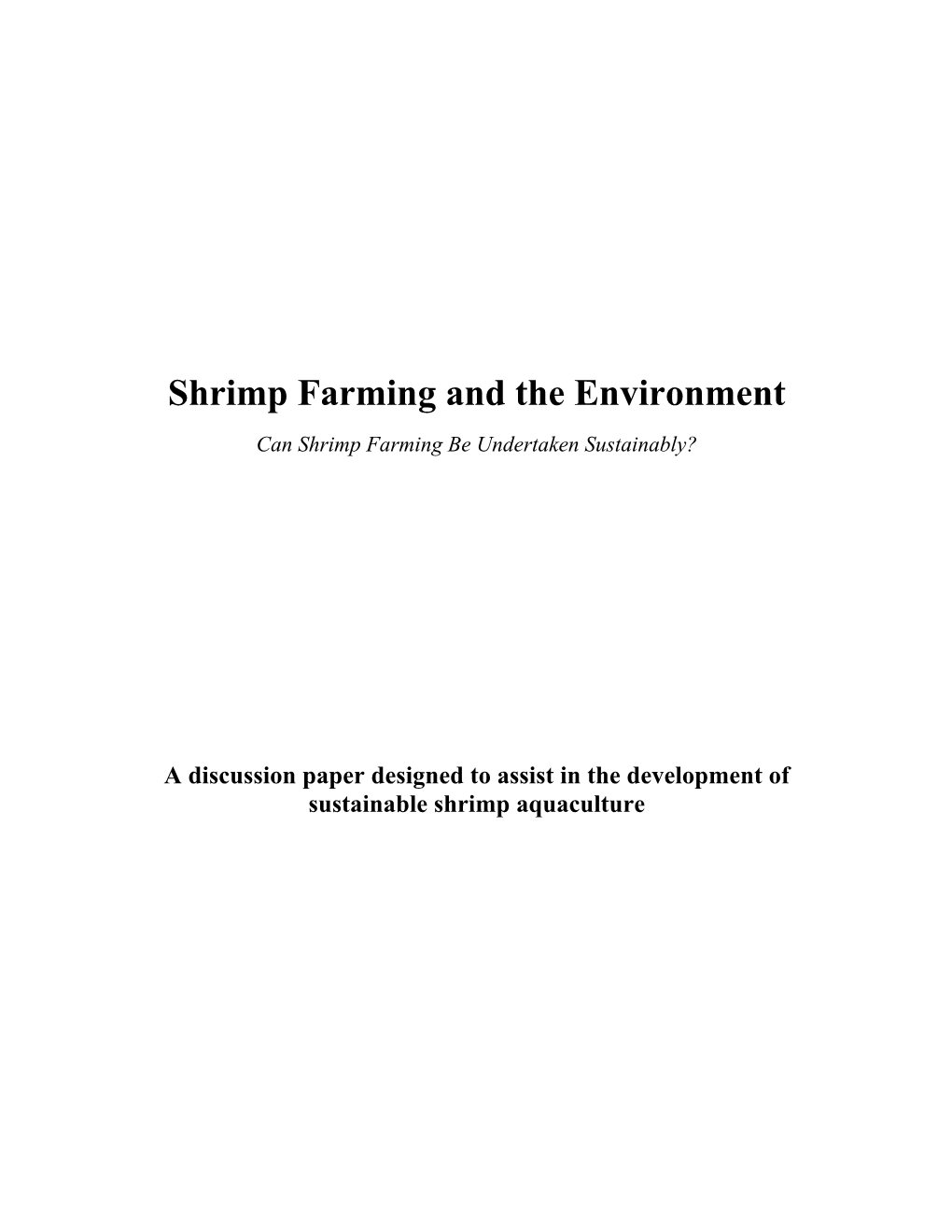 Shrimp Farming and the Environment