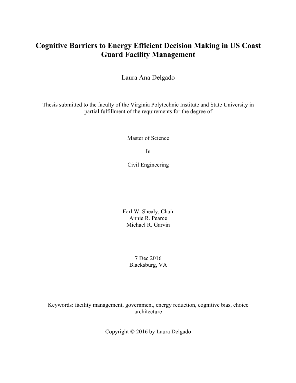 Cognitive Barriers to Energy Efficient Decision Making in US Coast Guard Facility Management