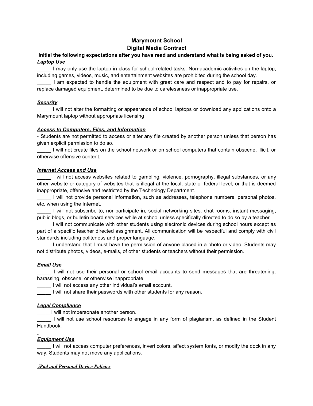 Digital Media Contract