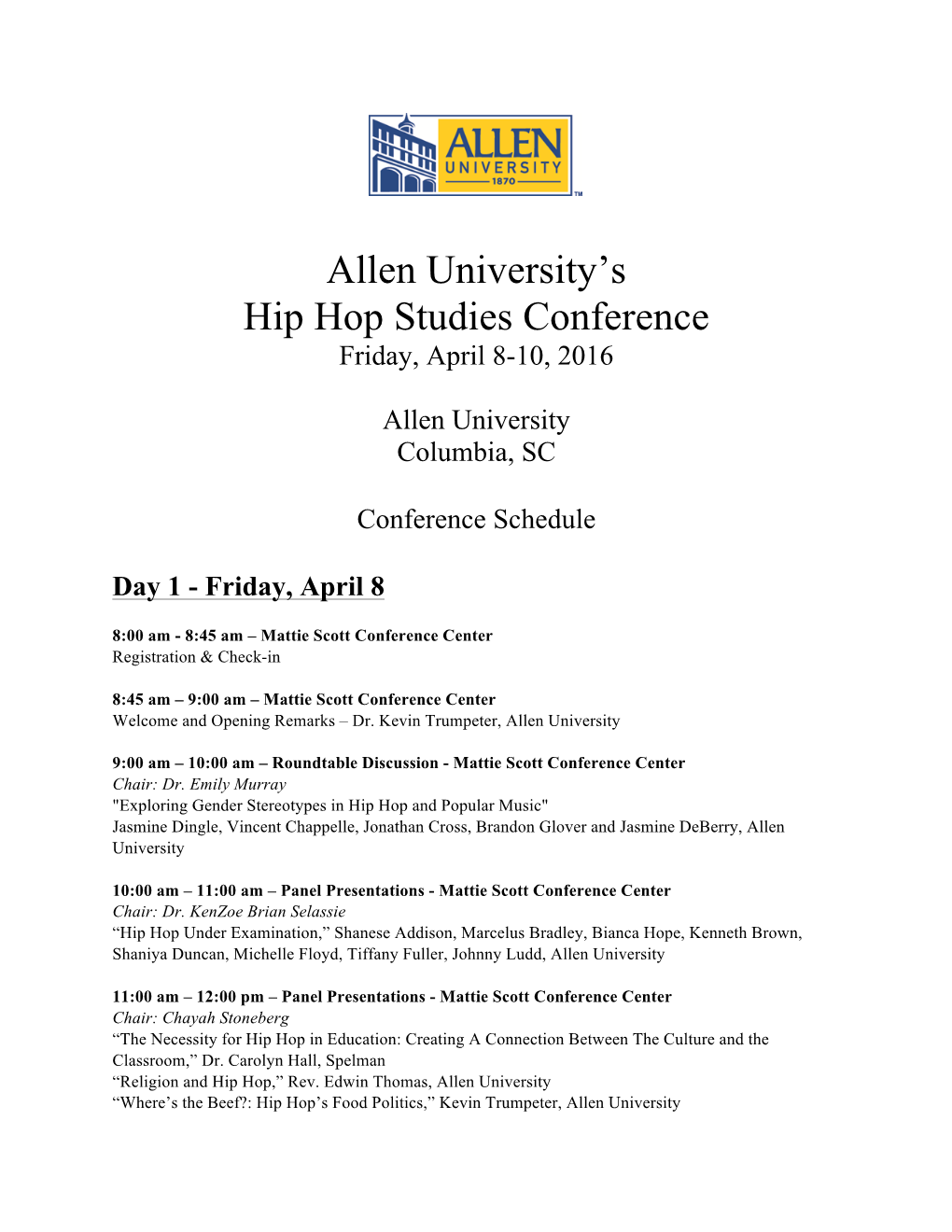 Allen University's Hip Hop Studies Conference