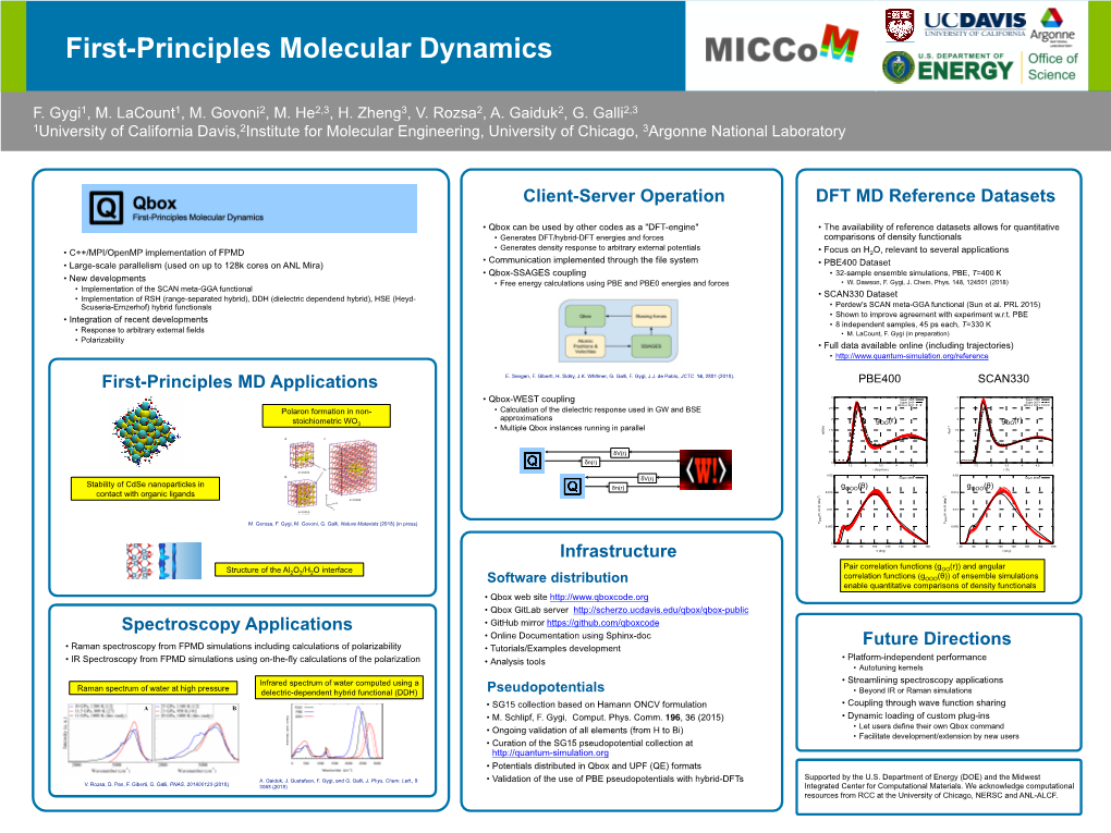 First Principles Molecular Dynamics