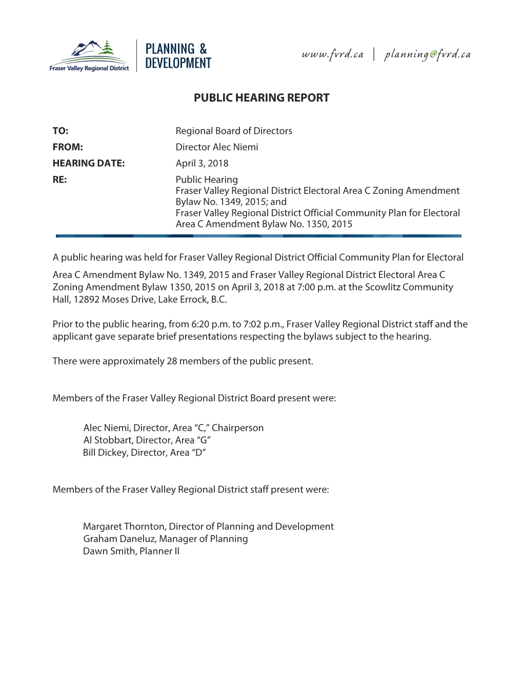 Public Hearing Report