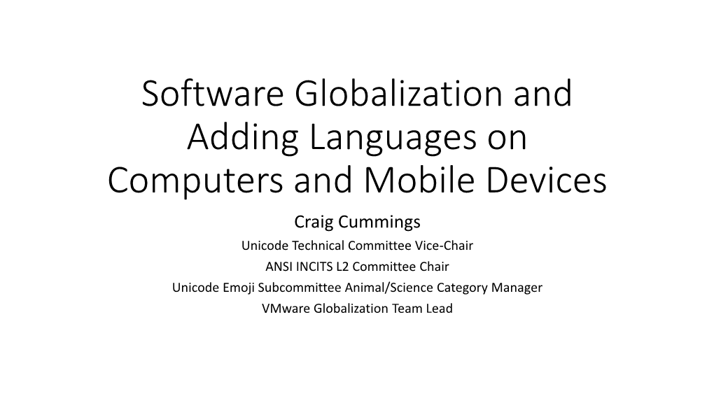 Software Globalization and Adding Languages on Computers and Mobile Devices