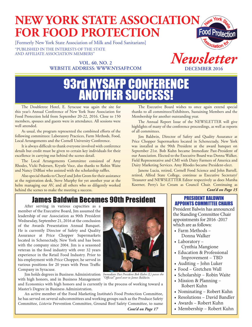 Newsletter WEBSITE ADDRESS: DECEMBER 2016 93Rd NYSAFP CONFERENCE ANOTHER SUCCESS! the Doubletree Hotel, E