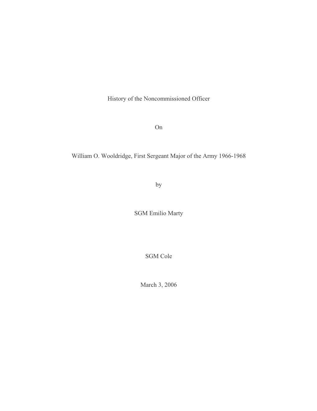 History of the Noncommissioned Officer Essay