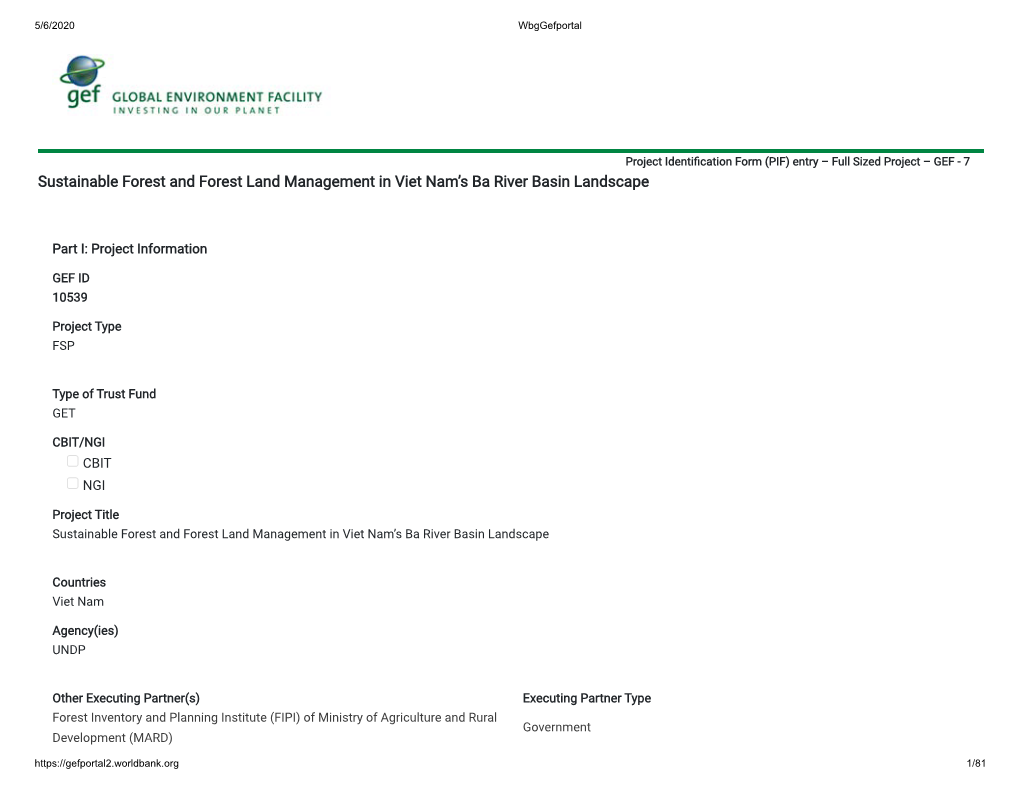 Sustainable Forest and Forest Land Management in Viet Nam's Ba