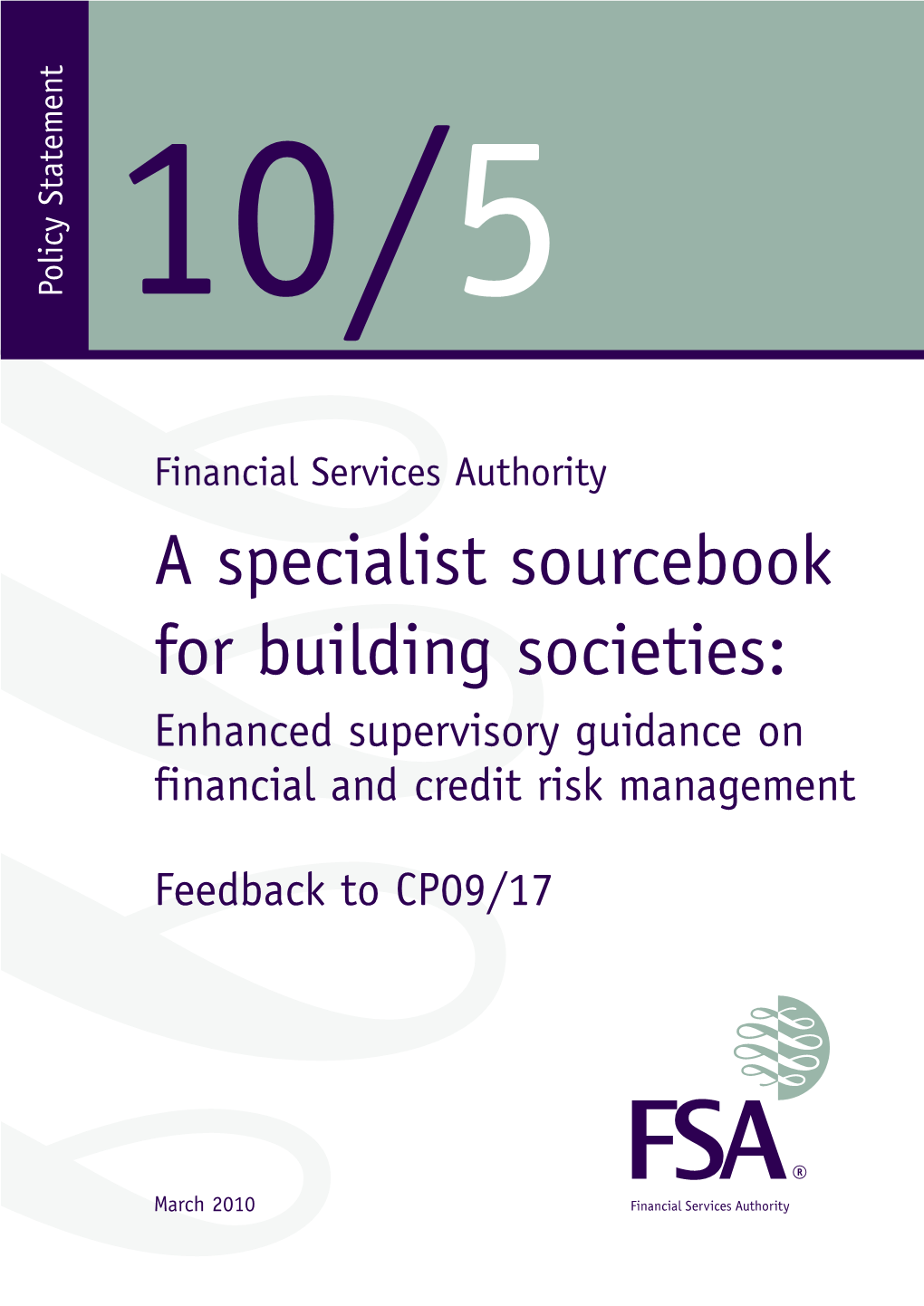 PS10/5: a Specialist Sourcebook for Building Societies