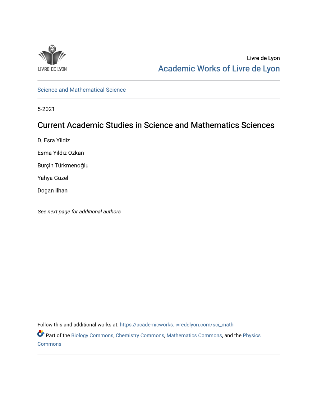 Current Academic Studies in Science and Mathematics Sciences